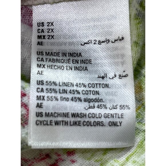 Charter Club 2X Linen Blend Tank Top With Flamingo & Palm Print - Picture 11 of 11